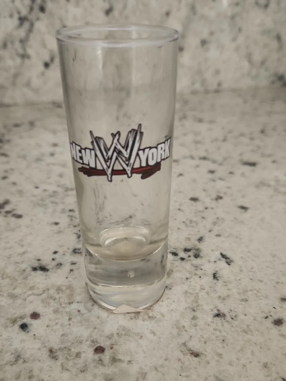 WWE Clear Shot Glass with Black and Red Logo